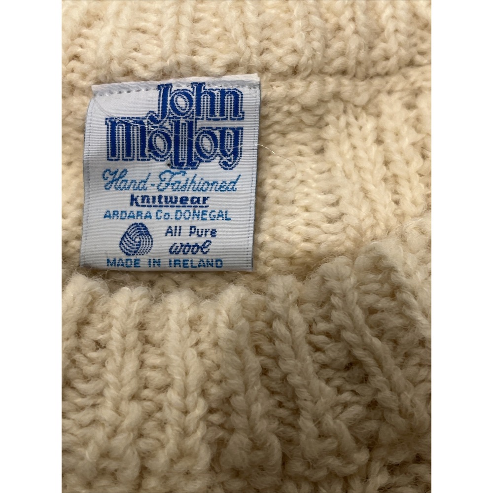 VINTAGE John Molloy Sweater‎ Mens Extra Large Ivory  Fisherman Wool Ireland - Picture 5 of 10